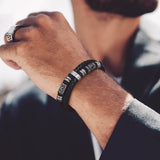 Engraved Viking Leather Braided Wristband Bracelet Gift for Men/Grandson