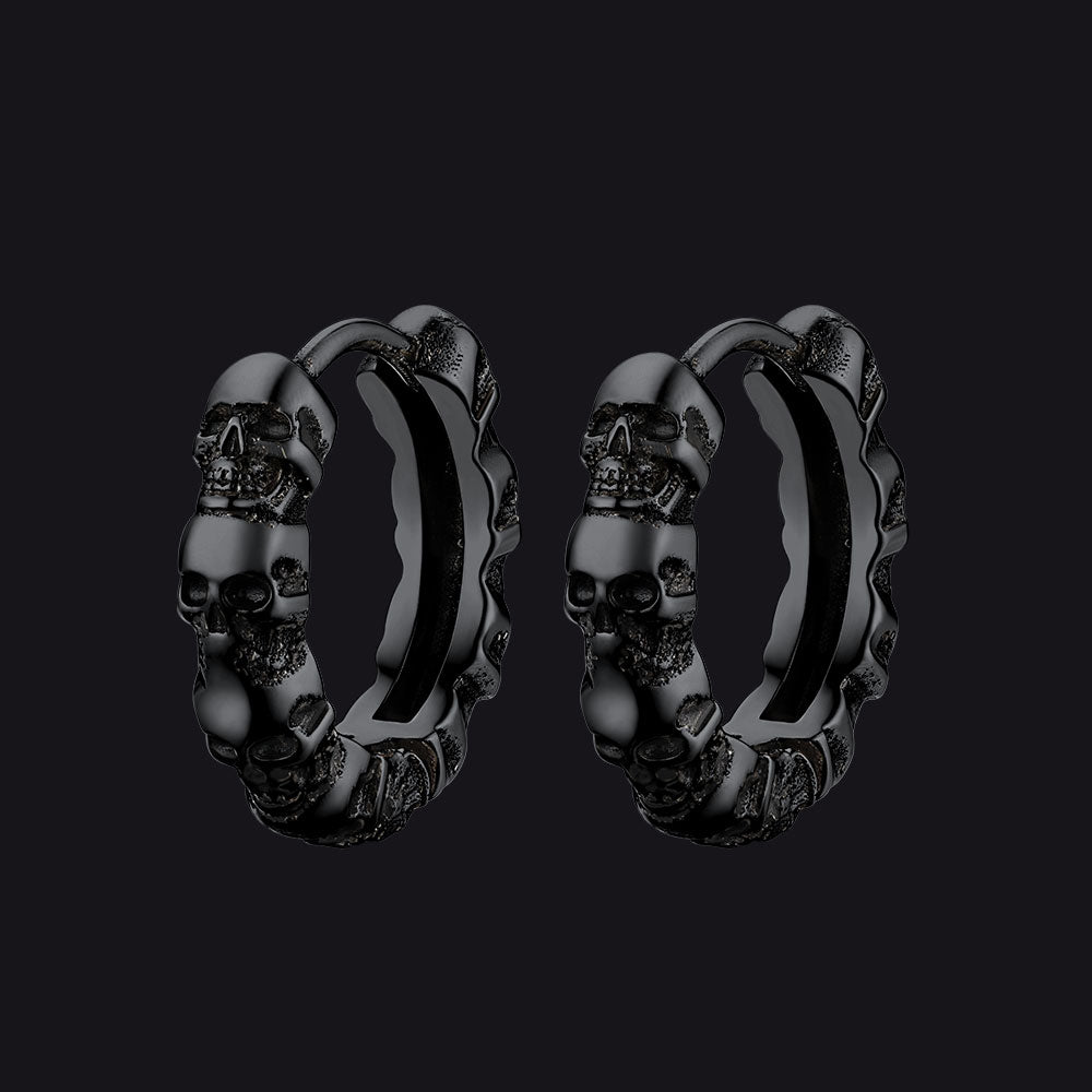 Gothic Skull Huggie Hoop Earrings For Men Women