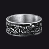 Norse Viking Celtic Wolf Ring Band For Men