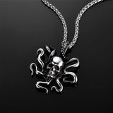 Gothic Octopus Skull Necklace For Men