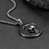 Flash Sale Celtic Crescent Moon Skull Necklace For Men
