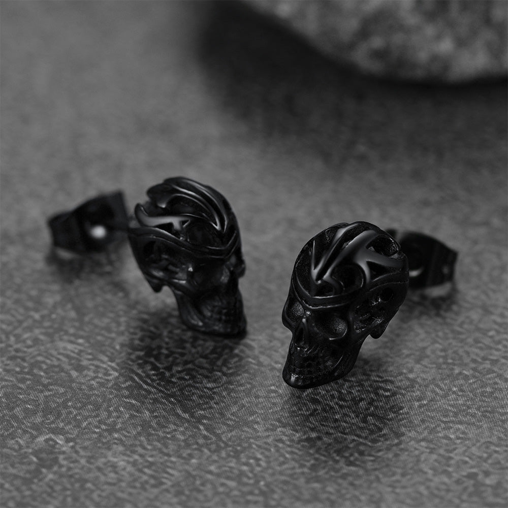 Gothic Celtic Knot Skull Stud Earrings For Men