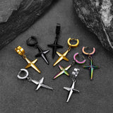 Flash Sale Star Cross Dangle Hoop Earrings For Men