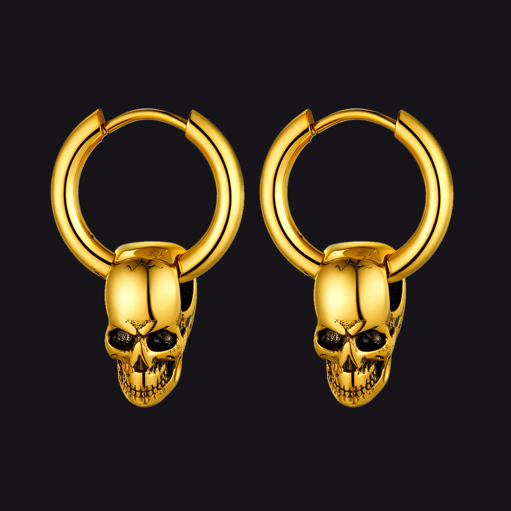 Cool Skull Hoop Dangle Earrings For Men Women