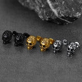 Gothic Flaming Skull Stud Earrings For Men