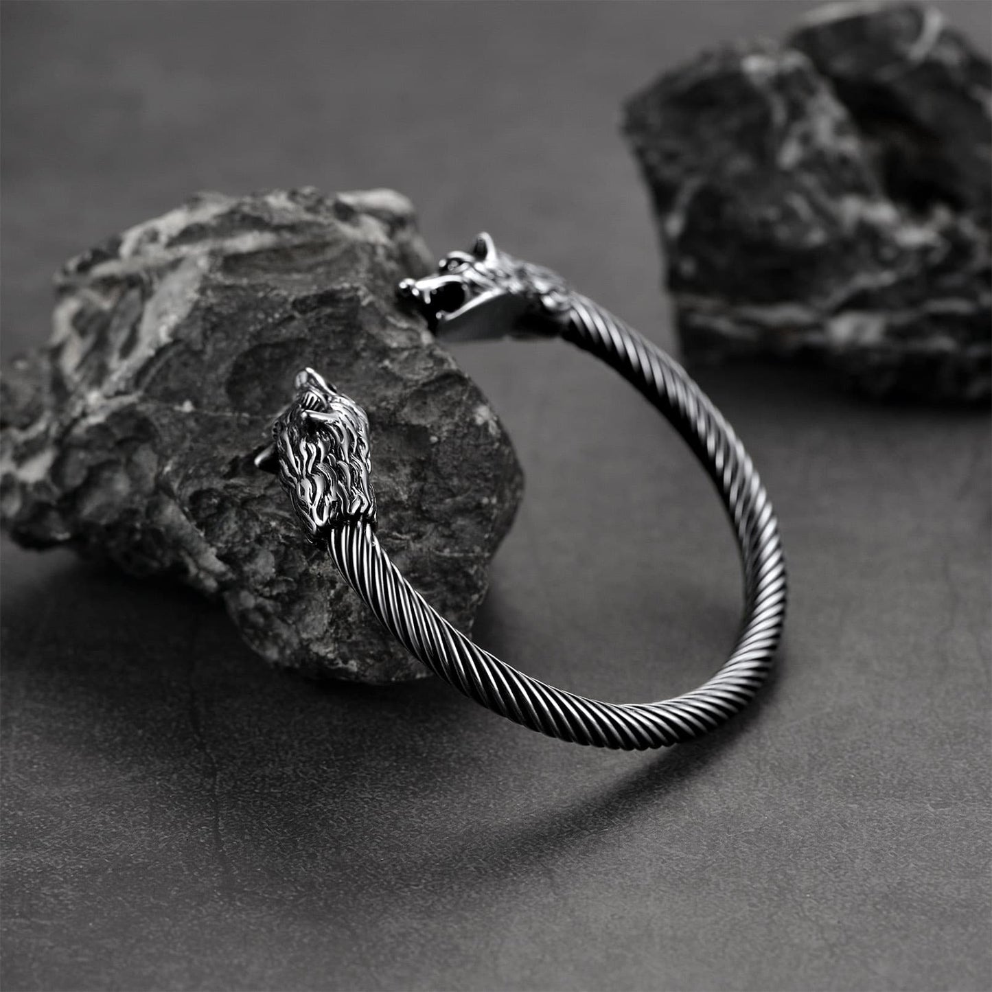 Viking Wolf Head Arm Ring Cuff Bracelet For Men