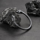 Viking Wolf Head Arm Ring Cuff Bracelet For Men