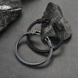 Viking Bracelet Norse Wolf Heads Cuff Bangle For Men