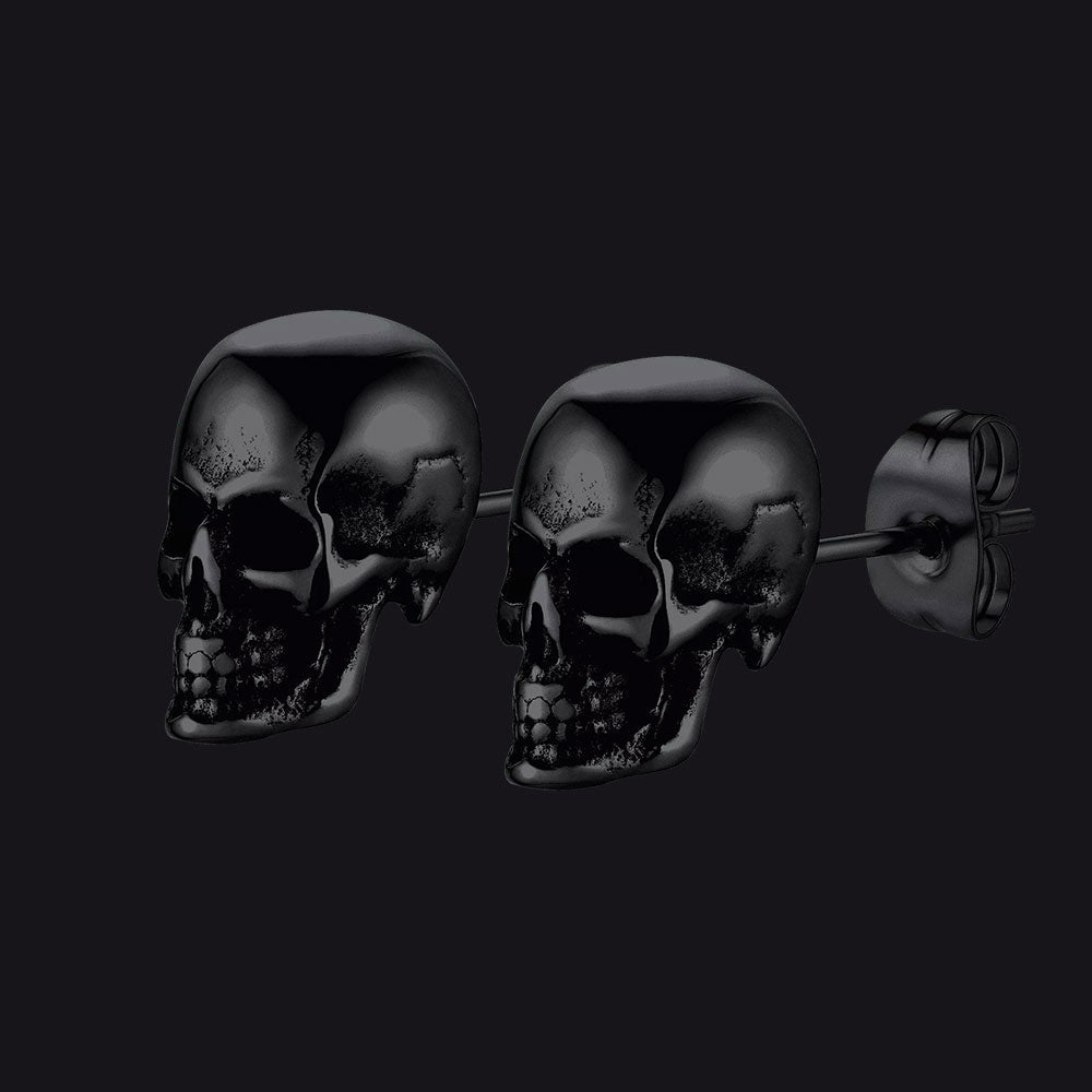 Gothic Punk Skull Stud Earrings For Men
