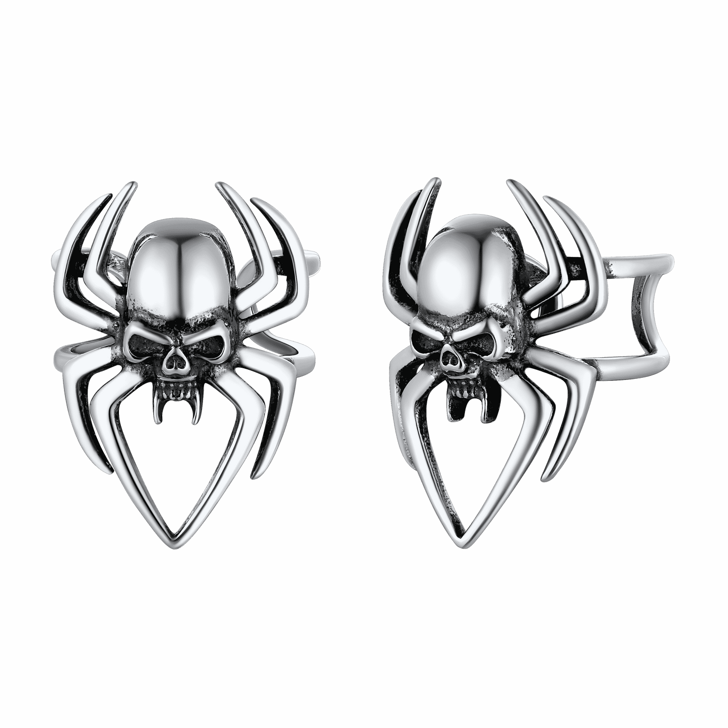 Sterling Silver Spider Skull Ear Cuff Earrings Halloween Gift