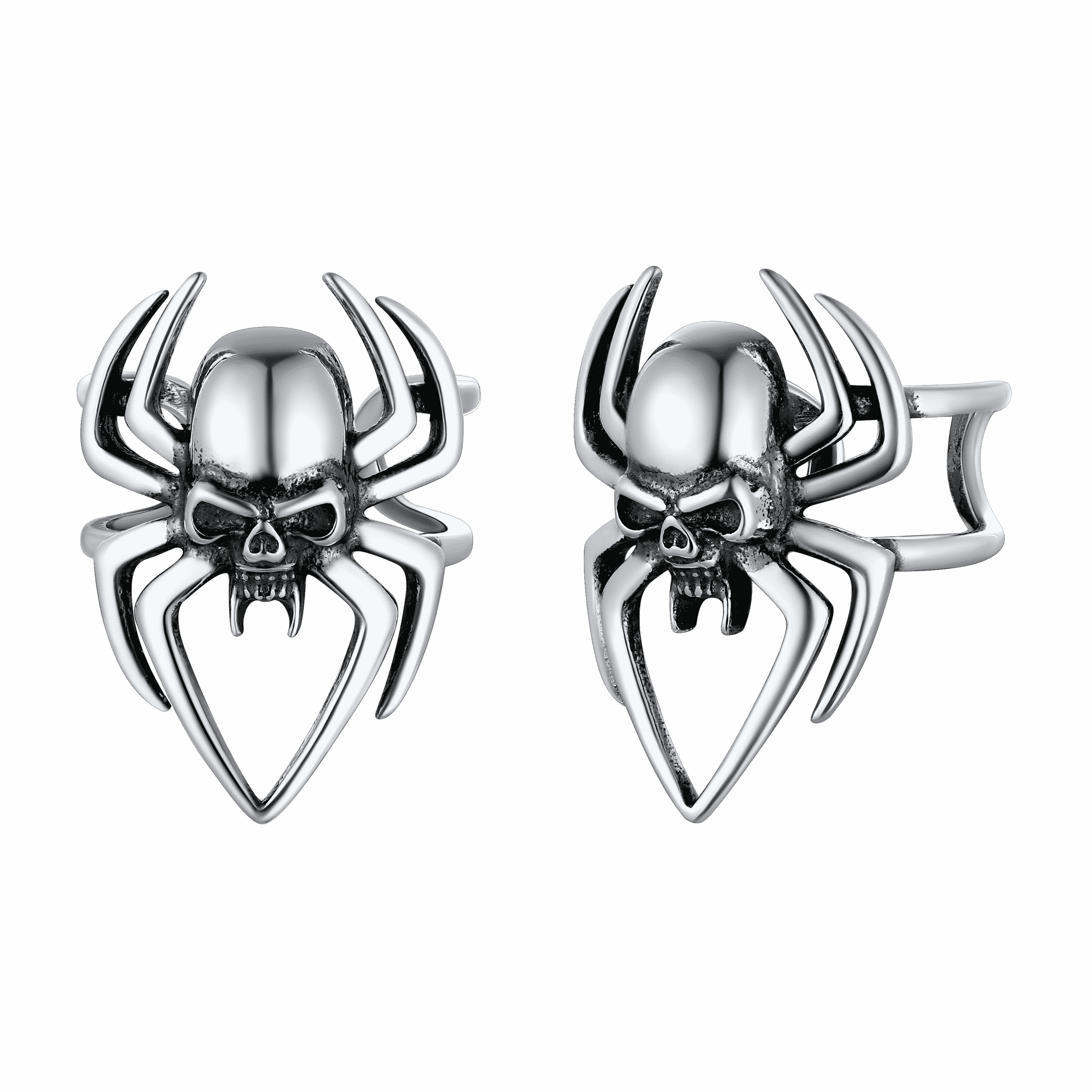 Sterling Silver Spider Skull Ear Cuff Earrings Halloween Gift
