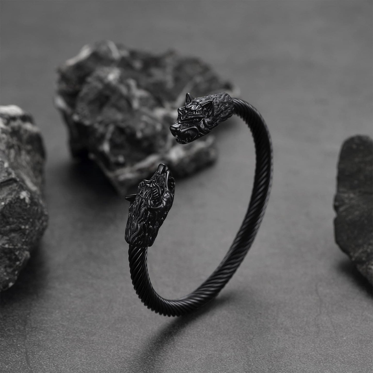 Viking Wolf Head Arm Ring Cuff Bracelet For Men