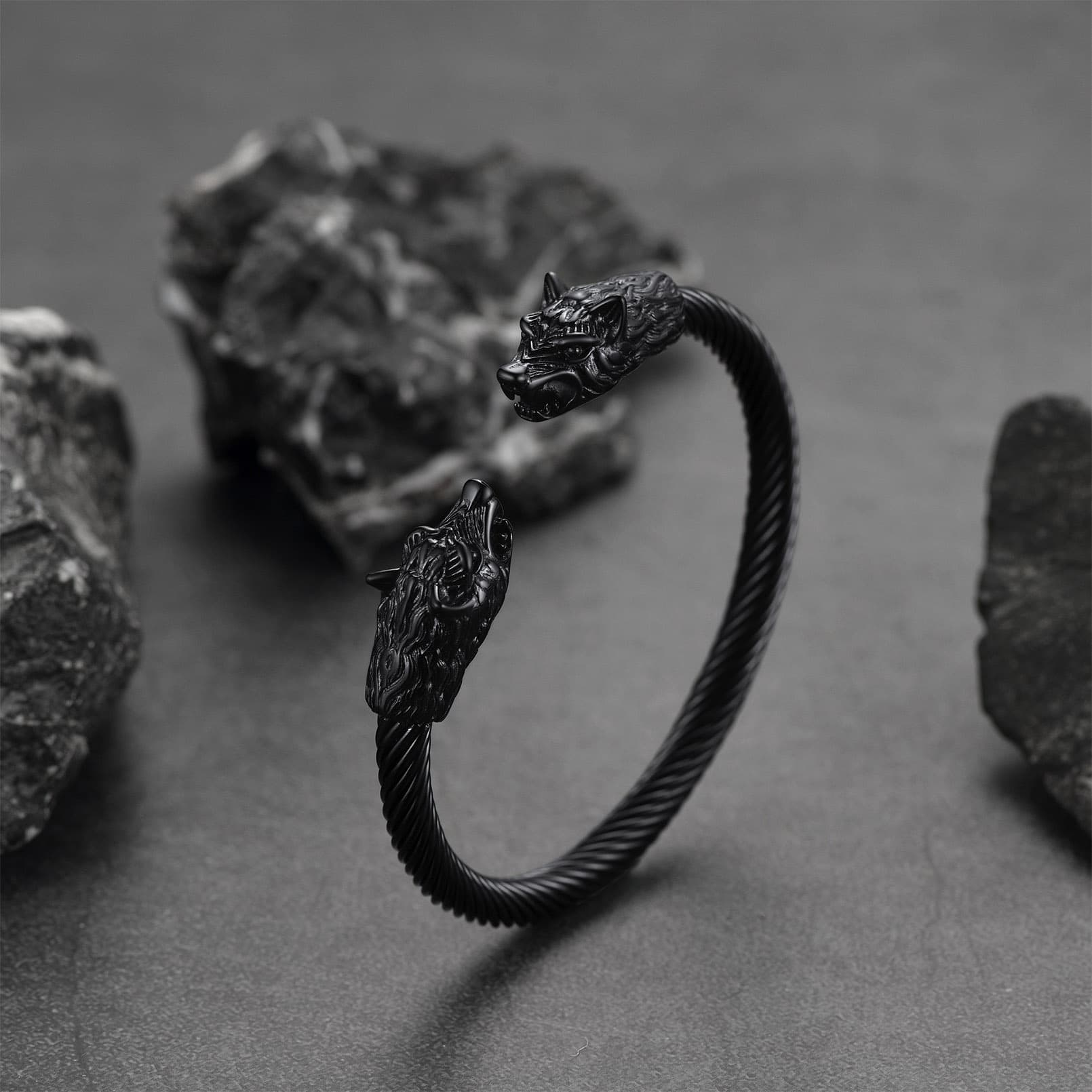 Viking Wolf Head Arm Ring Cuff Bracelet For Men