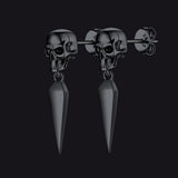 Sterling Silver Gothic Skull Dangle Stud Earrings For Men