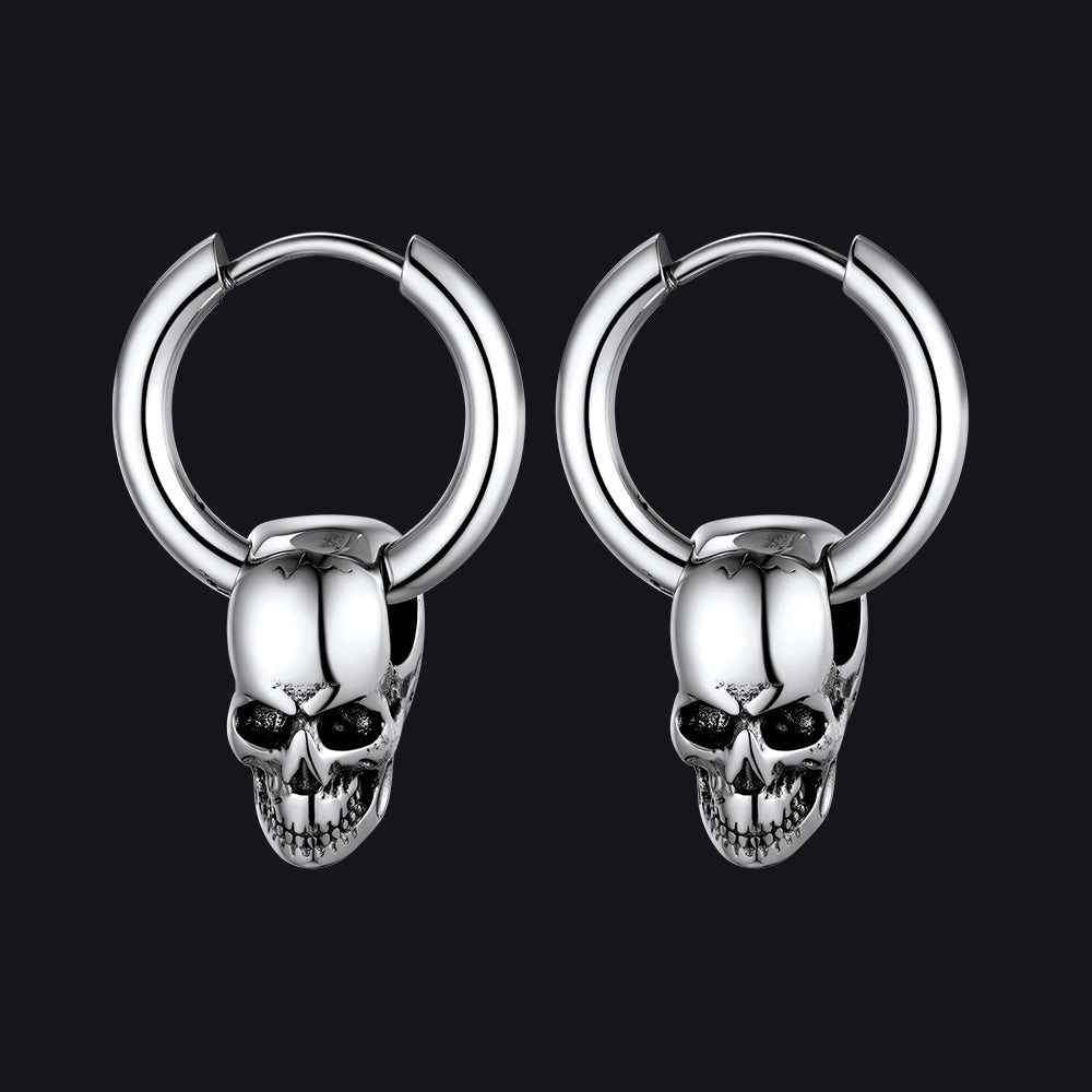 Cool Skull Hoop Dangle Earrings For Men Women