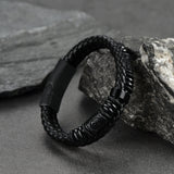 Engraved Viking Leather Braided Wristband Bracelet Gift for Men/Grandson
