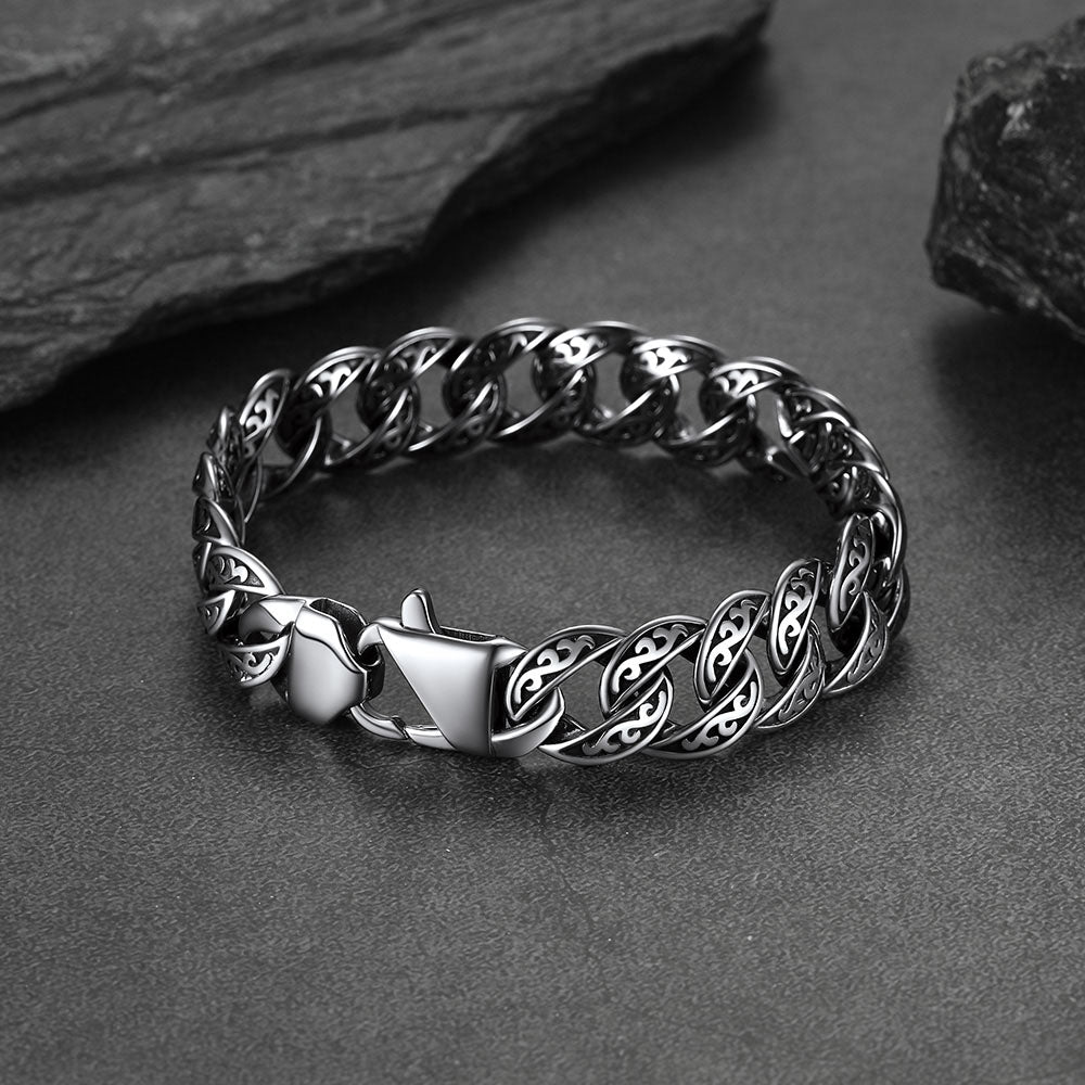 Stainless Steel Celtic Chunky Cuban Link Chain Bracelet for Men