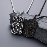 Engraved Multi Skull Dog Tag Necklace for Men