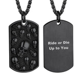 Engraved Multi Skull Dog Tag Necklace for Men