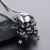 Gothic Soldier Skull Pendant Necklace for Men