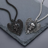Gothic Sword Wings Skull Pendant Necklace for Men