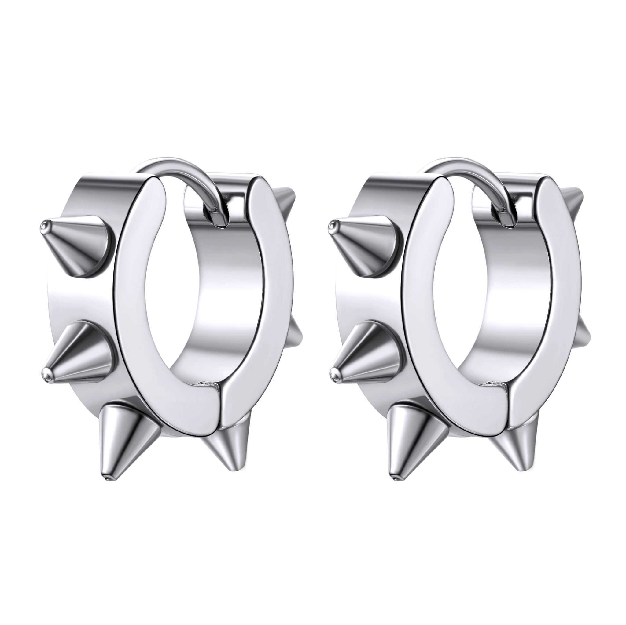 Punk Spike Rivet Huggie Hoop Earrings For Men Women