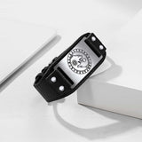 Viking Nordic Wolf Black Leather Bracelet Wristband for Men