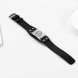 Viking Nordic Wolf Black Leather Bracelet Wristband for Men