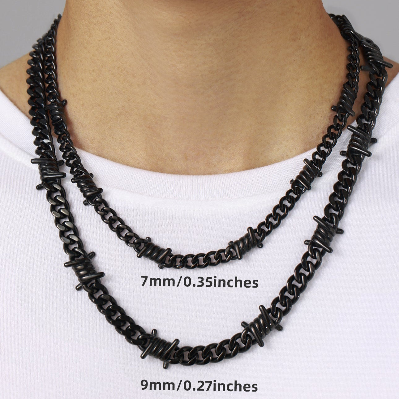 Barbed Wire Cuban Link Chain Choker Necklace for Men Women