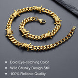 Barbed Wire Cuban Link Chain Choker Necklace for Men Women