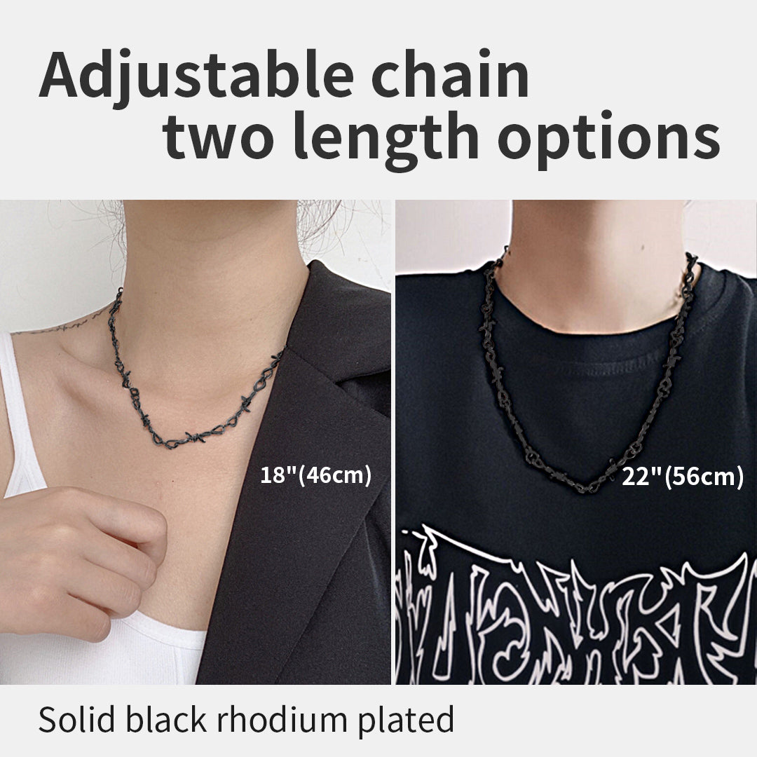 Gothic Thorn Barb Wire Chain Link Necklace Birthday Gift for Men