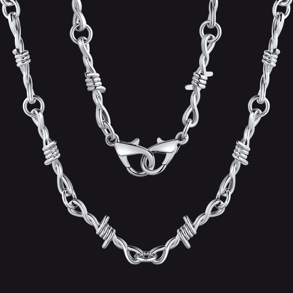 6mm Thorn Barbed Wire Chain Necklace