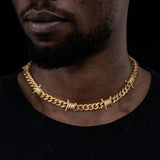 Barbed Wire Cuban Link Chain Choker Necklace for Men Women
