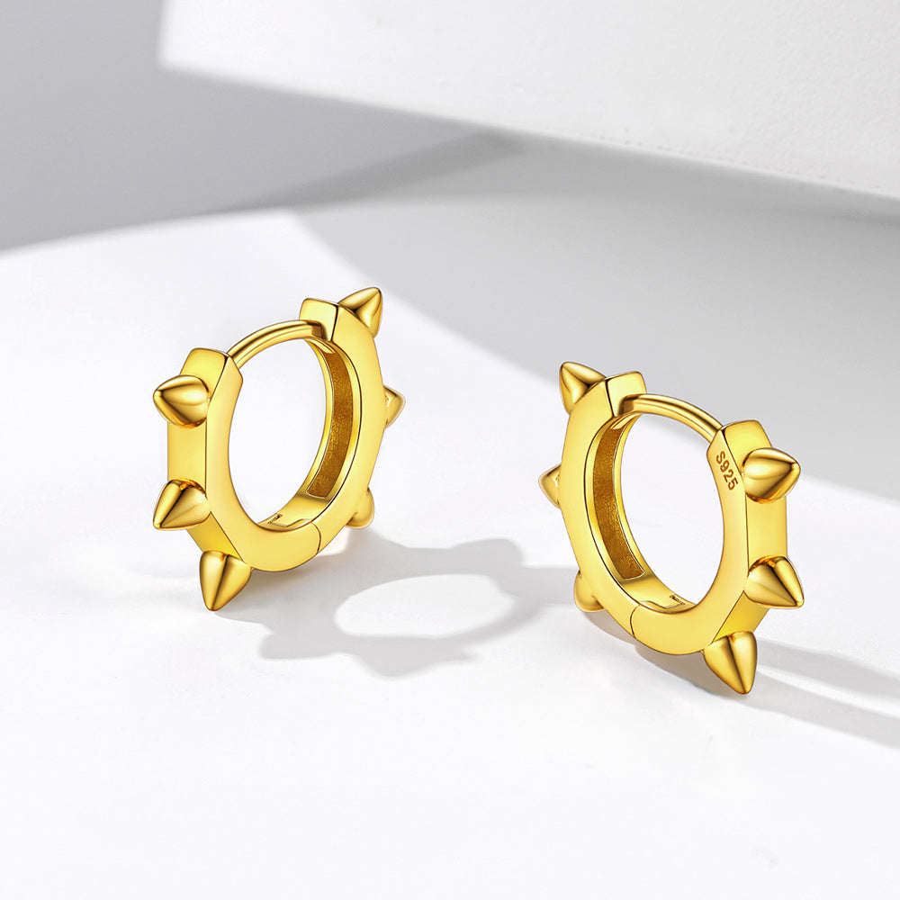 Sterling Silver Basic Rivet Hoop Earrings For Men Women