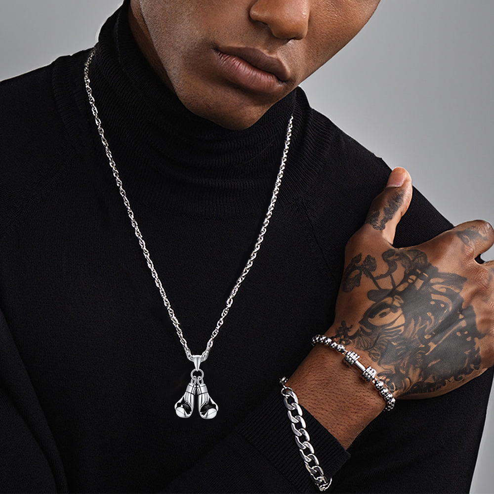 Boxing Gloves Pendant Bodybuilding Pendant Necklace for Men Boys