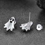 Halloween Silver Ghost Stud Earrings for Women