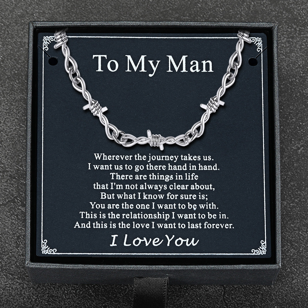 Gothic Thorn Barb Wire Chain Link Necklace Birthday Gift for Men