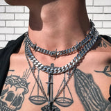 Barbed Wire Cuban Link Chain Choker Necklace for Men Women