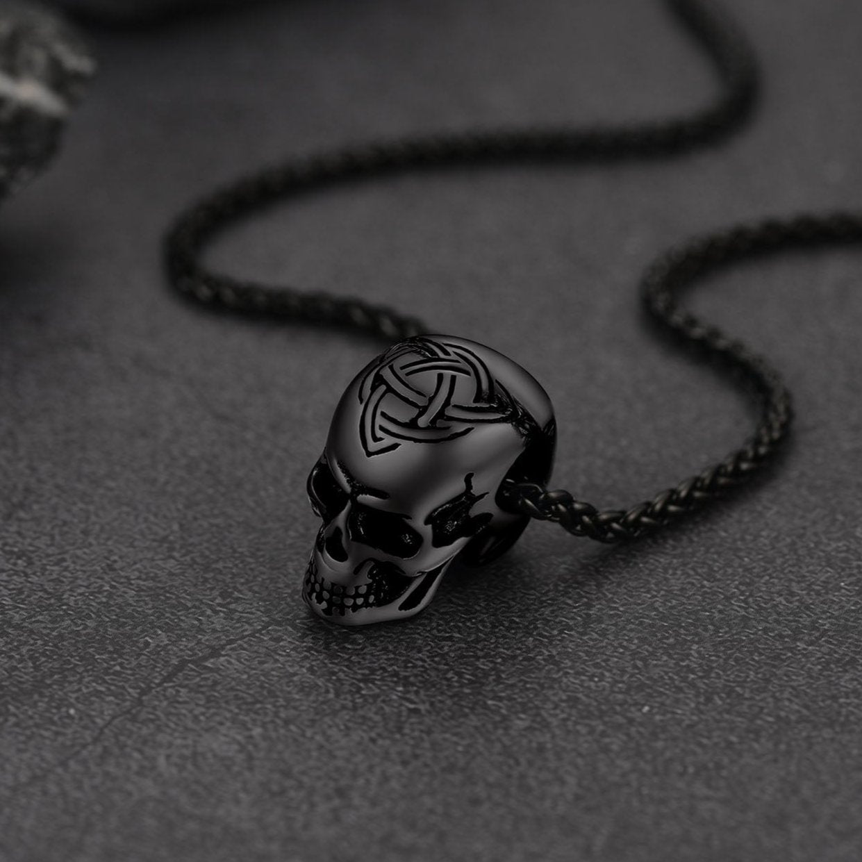 Gothic Celtic Skull Pendant Necklace for Men