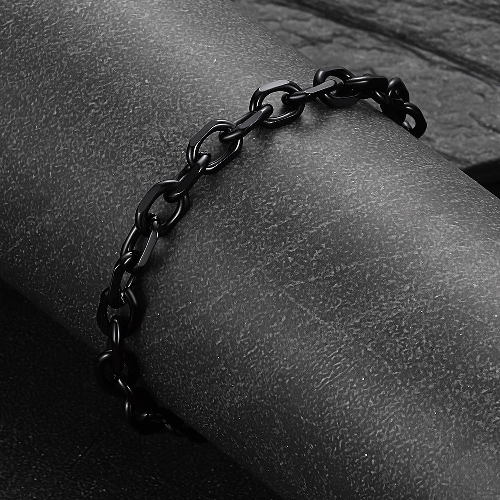 Stainless Steel Rolo Link Bracelet for Men