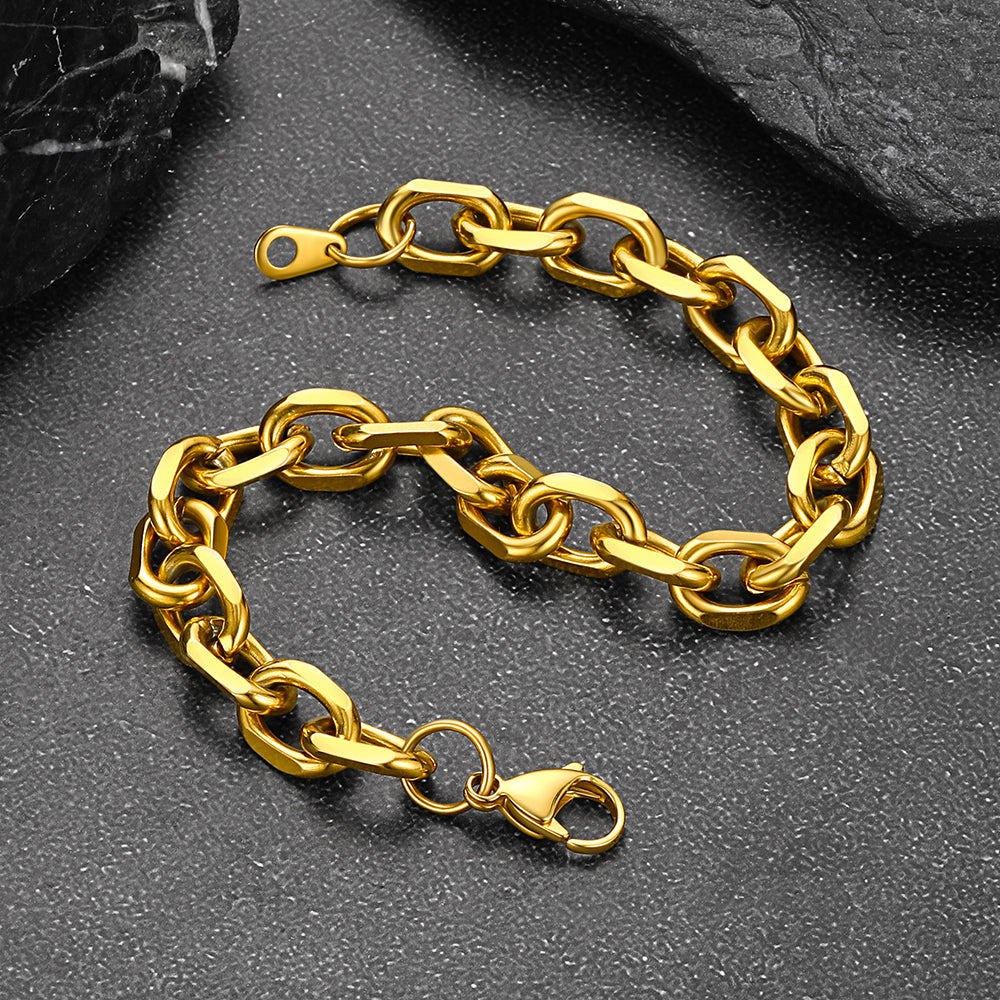 Stainless Steel Rolo Link Bracelet for Men