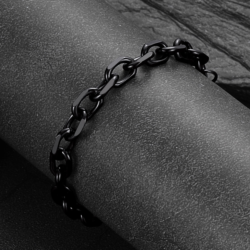 Stainless Steel Rolo Link Bracelet for Men