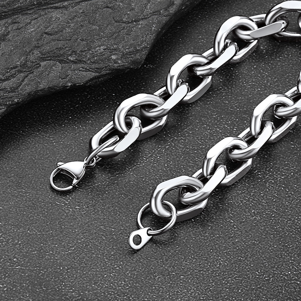 Stainless Steel Rolo Link Bracelet for Men