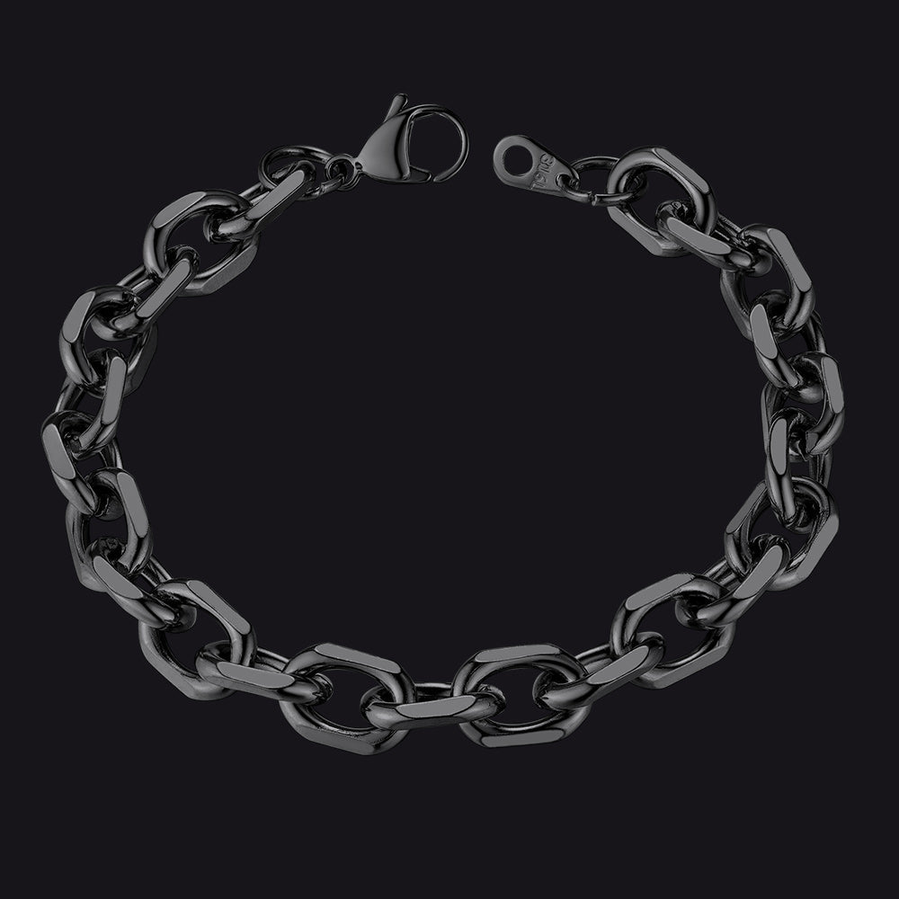 Stainless Steel Rolo Link Bracelet for Men