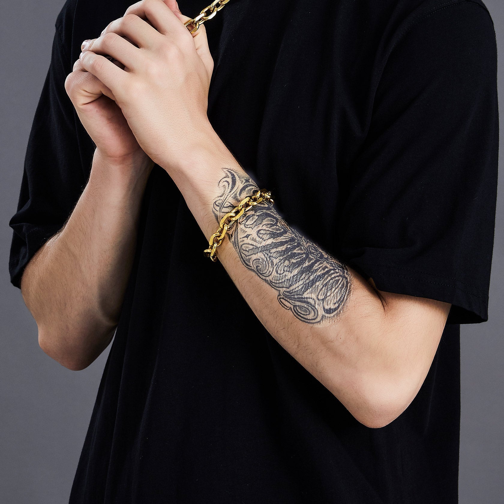 Stainless Steel Rolo Link Bracelet for Men