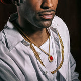 Cubic Zirconia Gemstone Crystal Dog Tag Necklace for Men