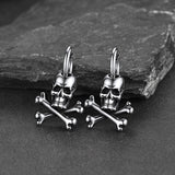 Punk Skull Crossbone Hoop Earrings Gift for Men