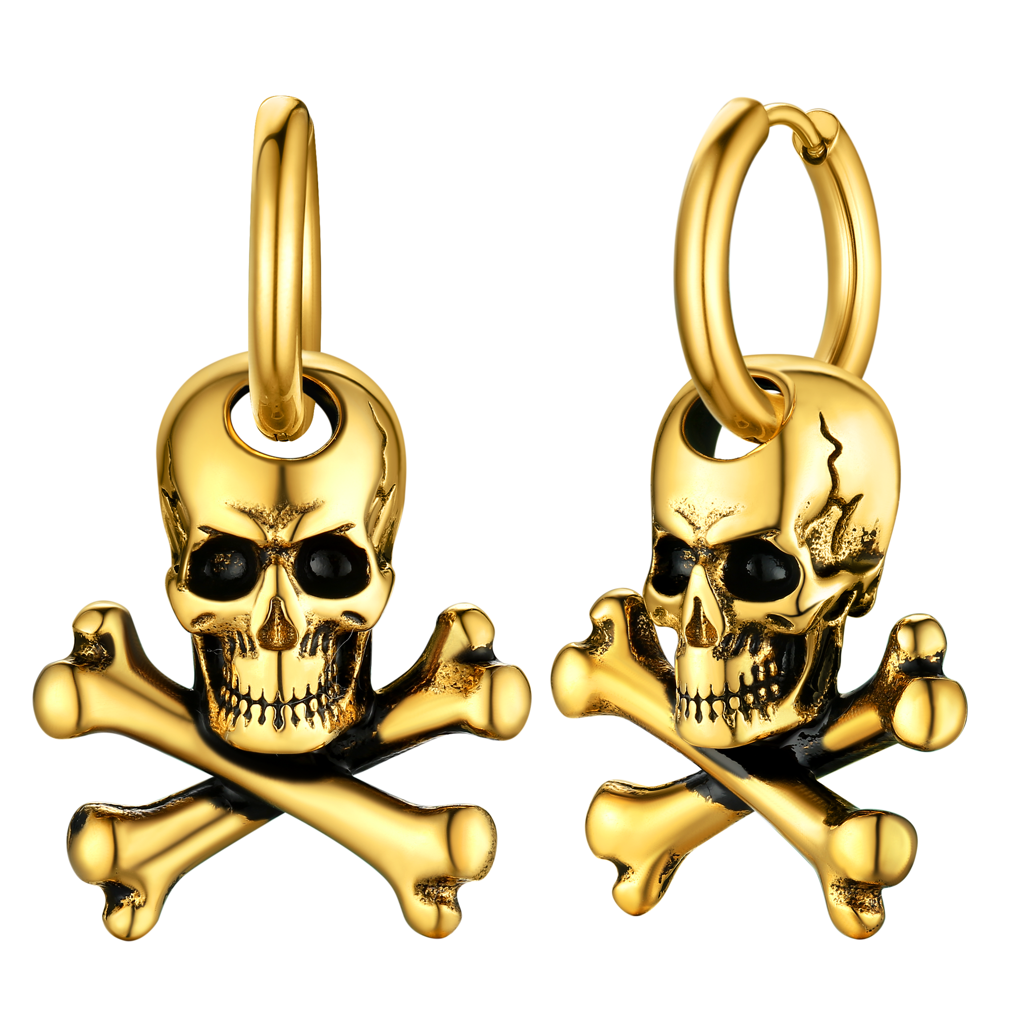 Punk Skull Crossbone Hoop Earrings Gift for Men