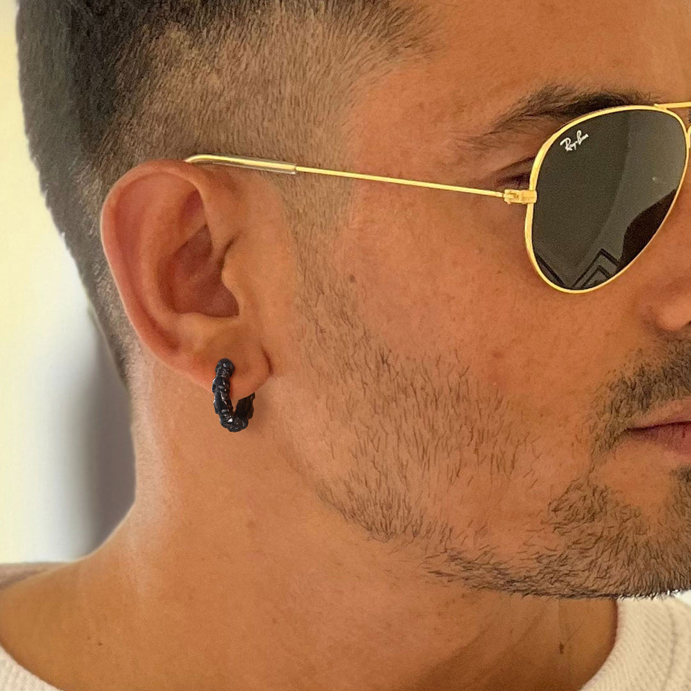 Gothic Skull Huggie Hoop Earrings For Men Women