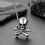 Gothic Pirate Skull Crossbones Necklace For Men
